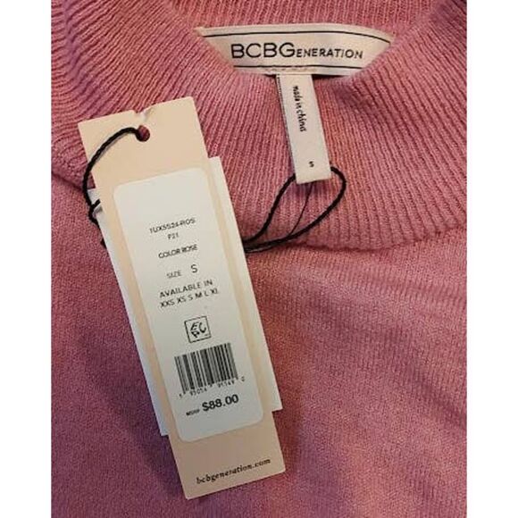 BCBGeneration Pink Rose Open Back Tie Mock Neck Sweater Small - Picture 6 of 7